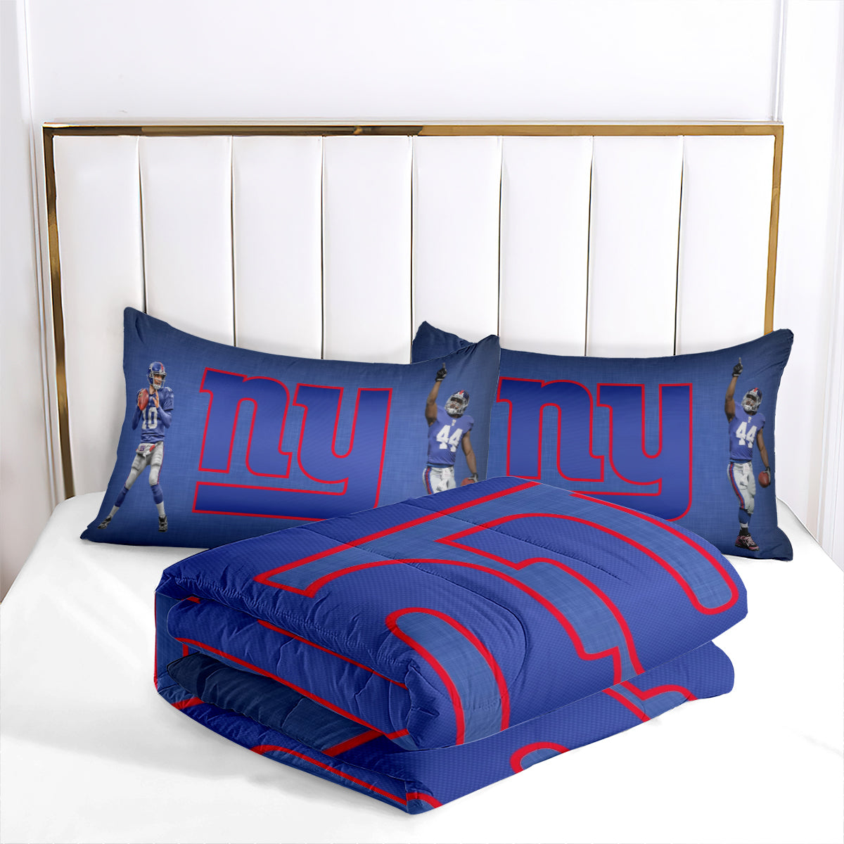 New York Rugby Giants Comforter Pillowcases 3PC Sets Blanket All Season Reversible Quilted Duvet