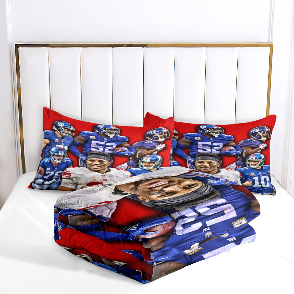 New York Rugby Giants Comforter Pillowcases 3PC Sets Blanket All Season Reversible Quilted Duvet