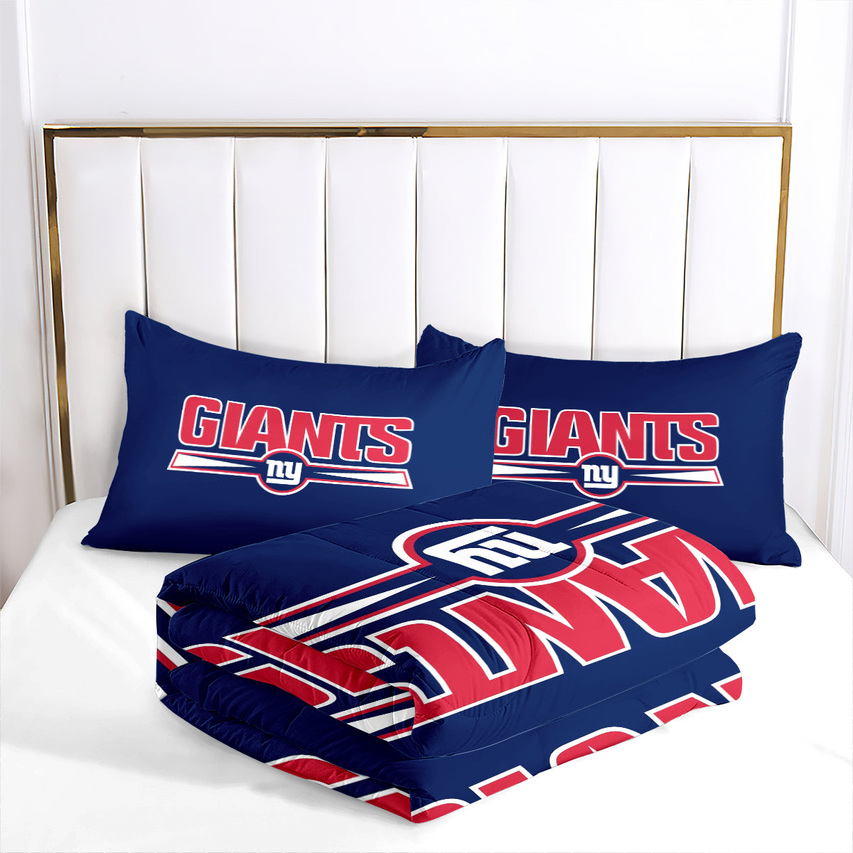 New York Rugby Giants Comforter Pillowcases 3PC Sets Blanket All Season Reversible Quilted Duvet