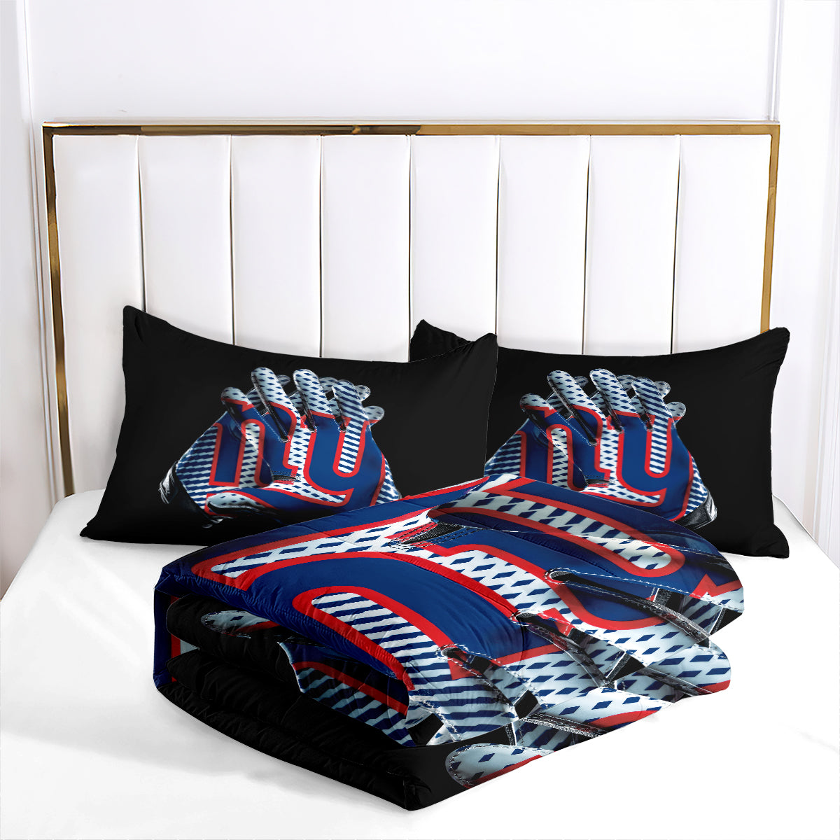 New York Rugby Giants Comforter Pillowcases 3PC Sets Blanket All Season Reversible Quilted Duvet