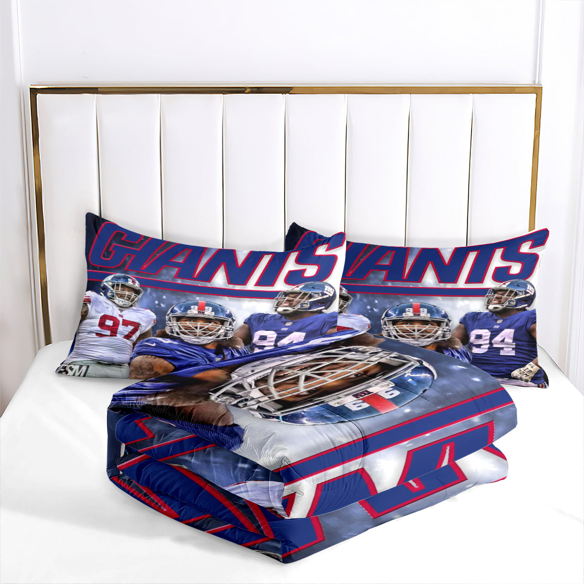 New York Rugby Giants Comforter Pillowcases 3PC Sets Blanket All Season Reversible Quilted Duvet