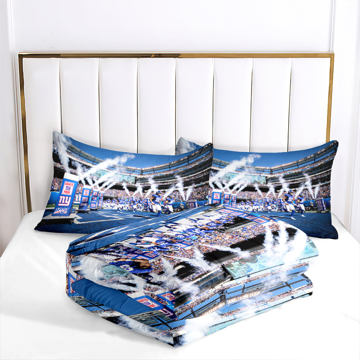 New York Rugby Giants Comforter Pillowcases 3PC Sets Blanket All Season Reversible Quilted Duvet