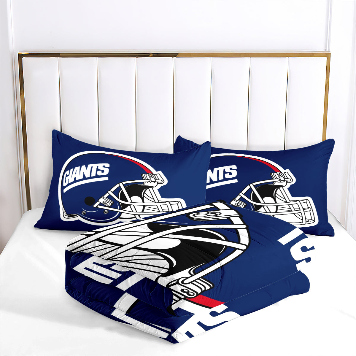 New York Rugby Giants Comforter Pillowcases 3PC Sets Blanket All Season Reversible Quilted Duvet