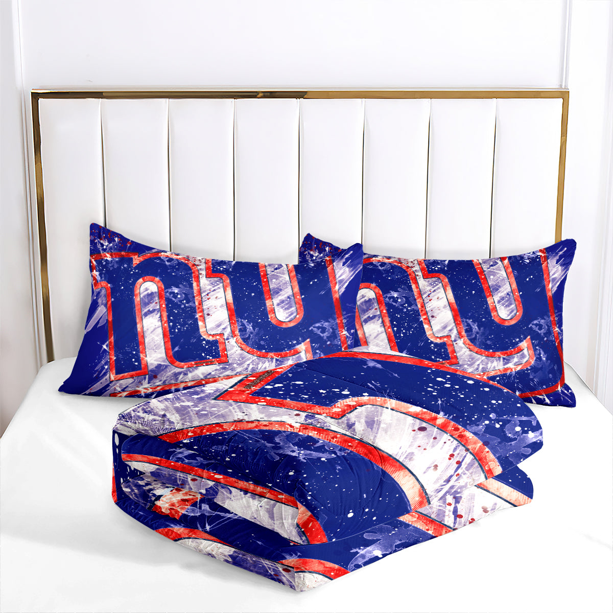 New York Rugby Giants Comforter Pillowcases 3PC Sets Blanket All Season Reversible Quilted Duvet