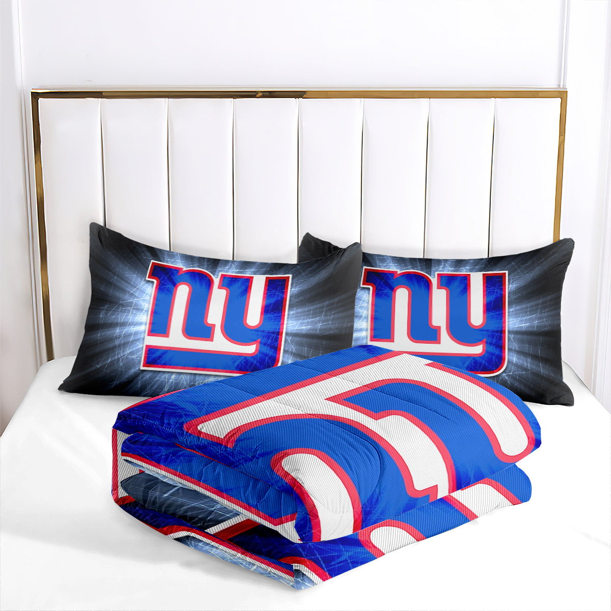 New York Rugby Giants Comforter Pillowcases 3PC Sets Blanket All Season Reversible Quilted Duvet