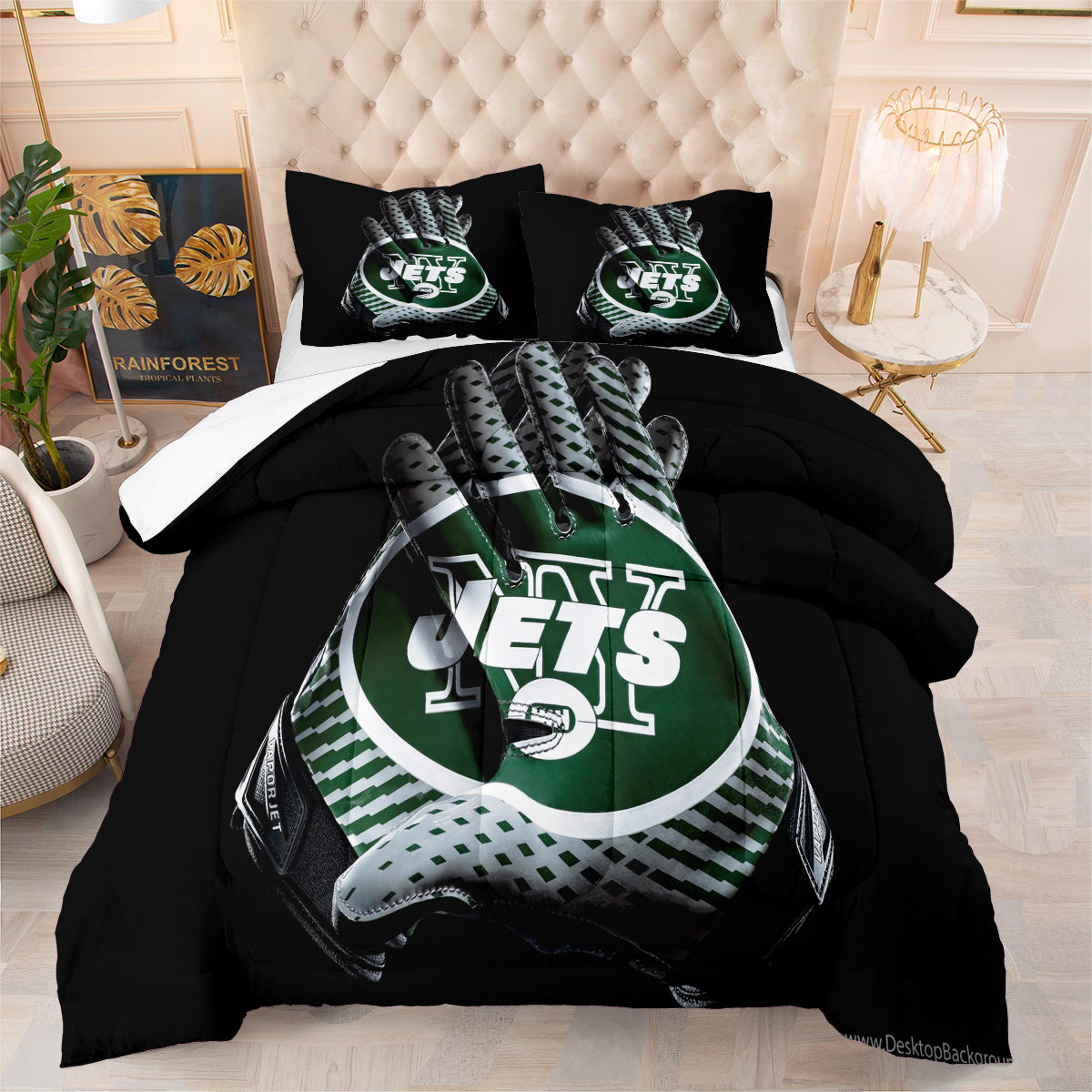 New York Rugby Jets Comforter Pillowcases 3PC Sets Blanket All Season Reversible Quilted Duvet