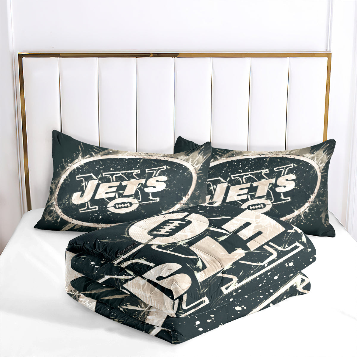 New York Rugby Jets Comforter Pillowcases 3PC Sets Blanket All Season Reversible Quilted Duvet