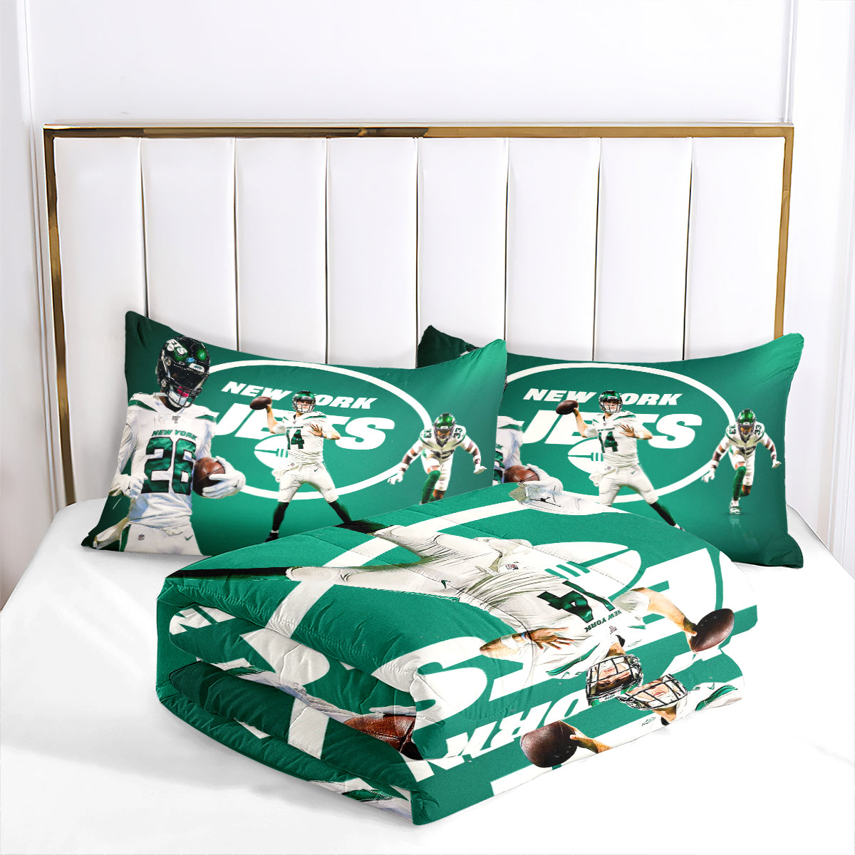 New York Rugby Jets Comforter Pillowcases 3PC Sets Blanket All Season Reversible Quilted Duvet