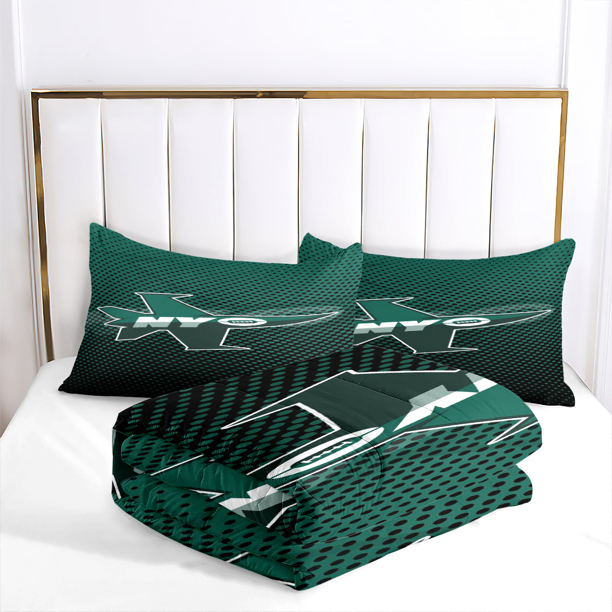 New York Rugby Jets Comforter Pillowcases 3PC Sets Blanket All Season Reversible Quilted Duvet