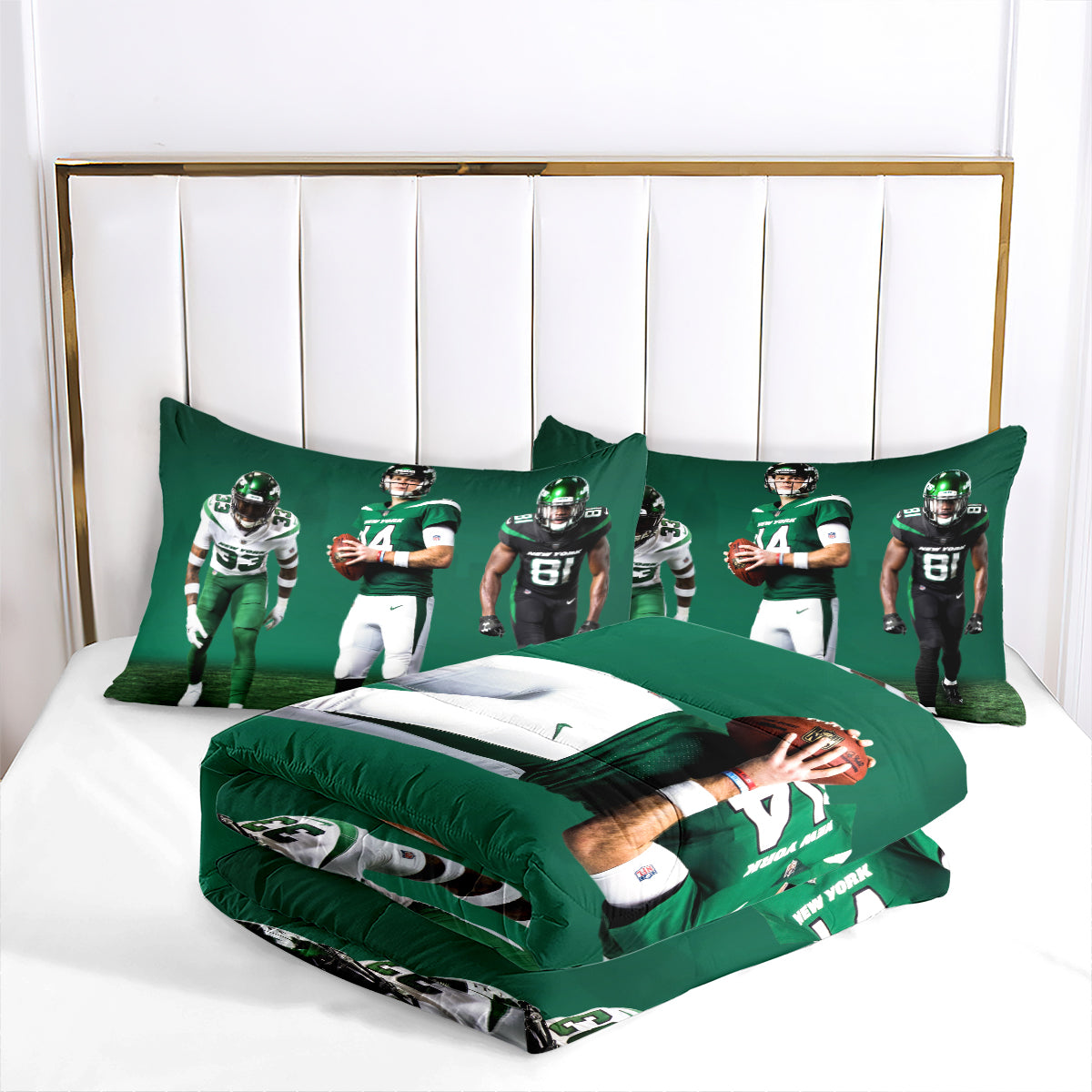 New York Rugby Jets Comforter Pillowcases 3PC Sets Blanket All Season Reversible Quilted Duvet