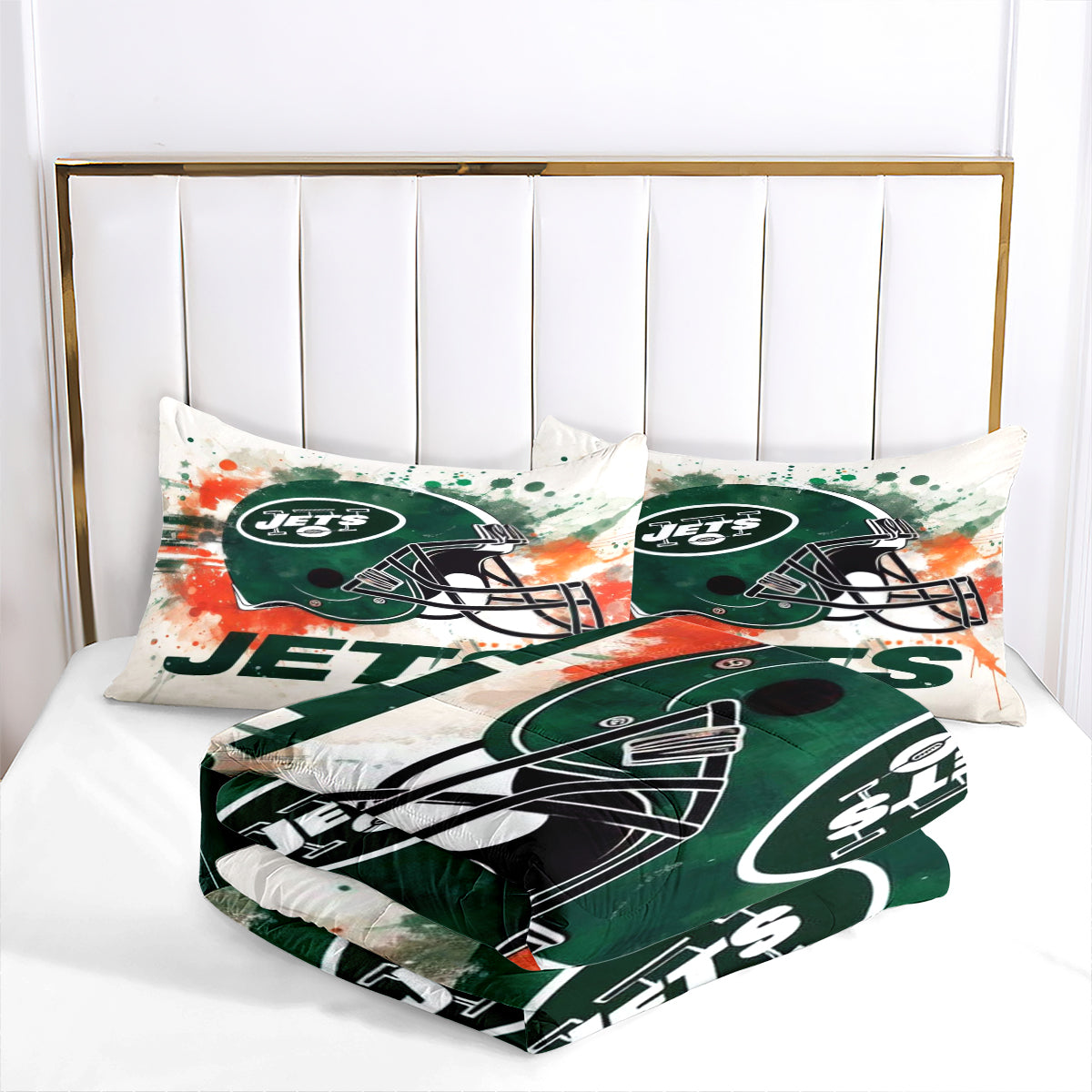 New York Rugby Jets Comforter Pillowcases 3PC Sets Blanket All Season Reversible Quilted Duvet