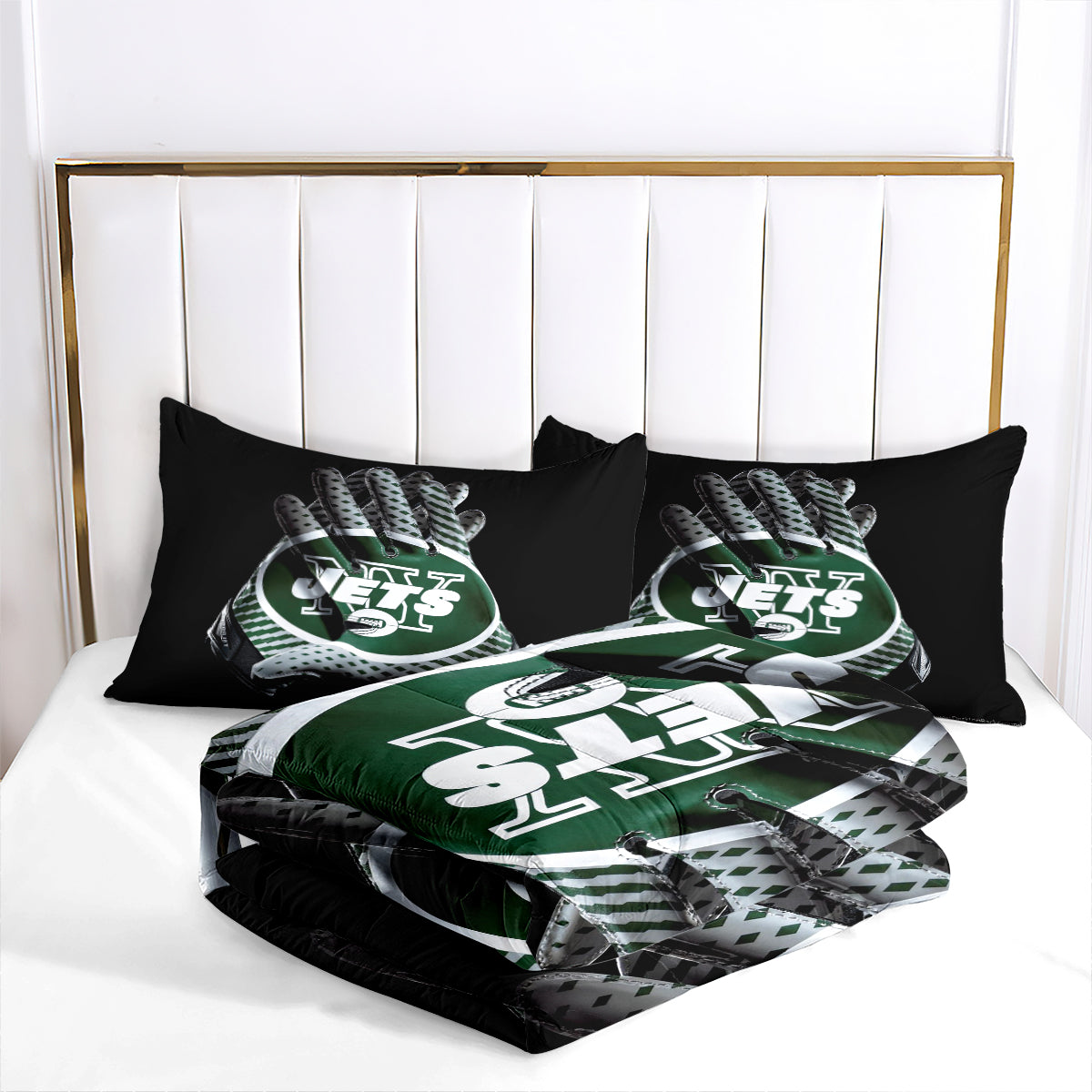 New York Rugby Jets Comforter Pillowcases 3PC Sets Blanket All Season Reversible Quilted Duvet