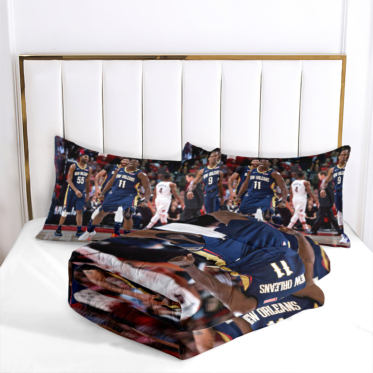 New Orleans Basketball Pelicans Comforter Pillowcases 3PC Sets All Season Reversible Quilted Duvet