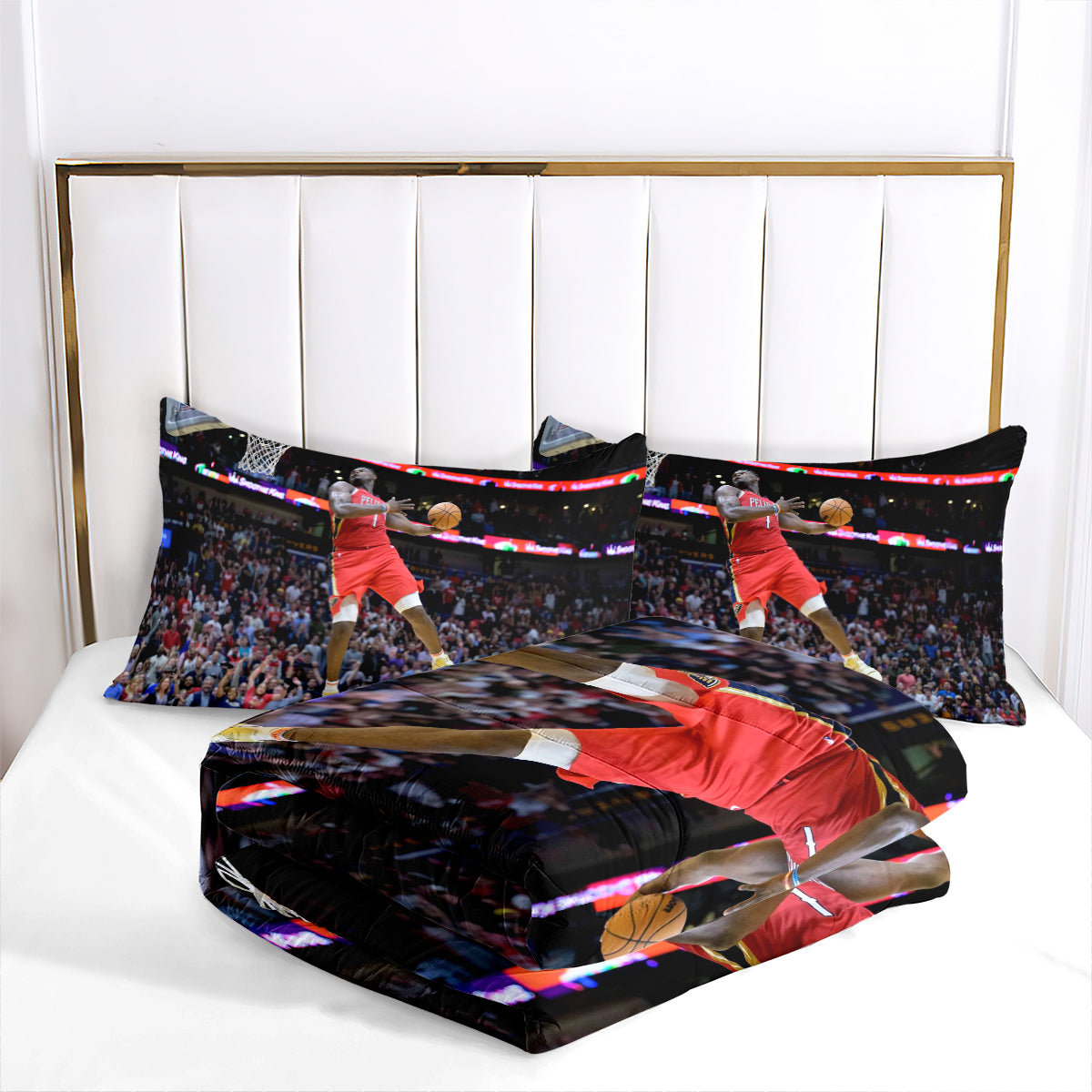 New Orleans Basketball Pelicans Comforter Pillowcases 3PC Sets All Season Reversible Quilted Duvet