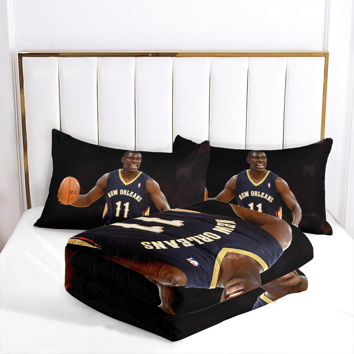 New Orleans Basketball Pelicans Comforter Pillowcases 3PC Sets All Season Reversible Quilted Duvet