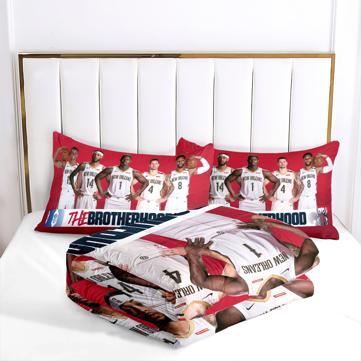 New Orleans Basketball Pelicans Comforter Pillowcases 3PC Sets All Season Reversible Quilted Duvet