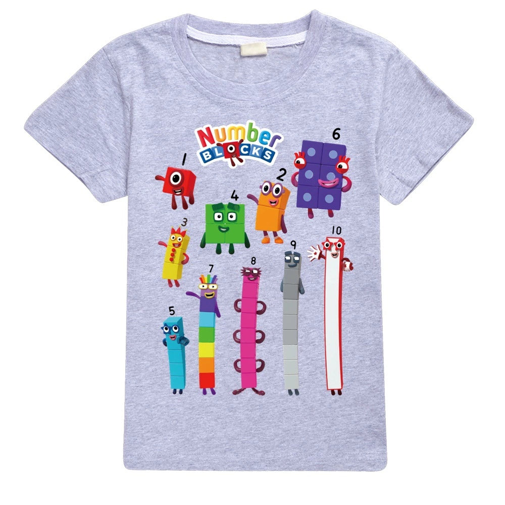 Numberblocks Casual Sweatshirt Spring Autumn Short Sleeve T-Shirts for Kids