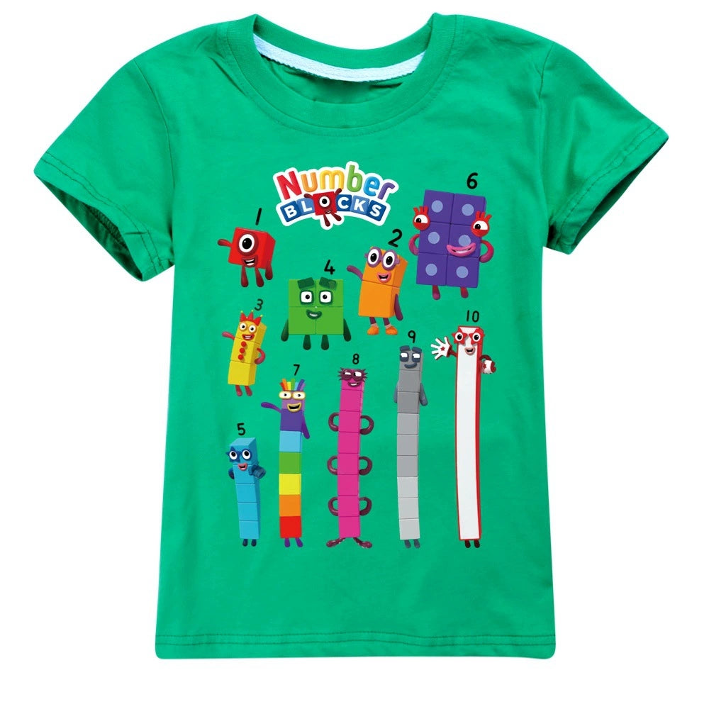 Numberblocks Casual Sweatshirt Spring Autumn Short Sleeve T-Shirts for Kids