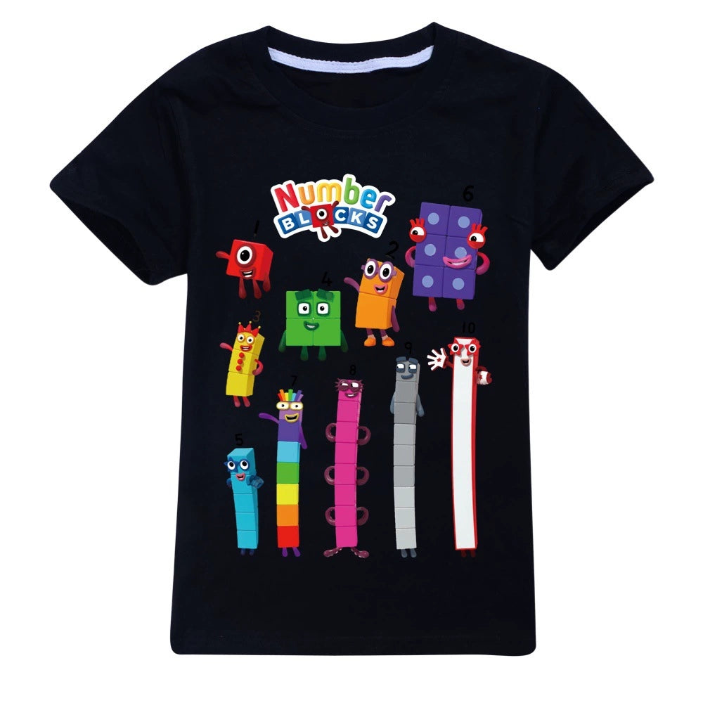 Numberblocks Casual Sweatshirt Spring Autumn Short Sleeve T-Shirts for Kids