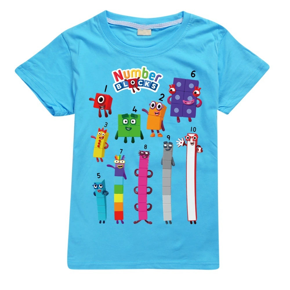 Numberblocks Casual Sweatshirt Spring Autumn Short Sleeve T-Shirts for Kids