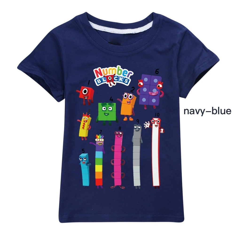 Numberblocks Casual Sweatshirt Spring Autumn Short Sleeve T-Shirts for Kids