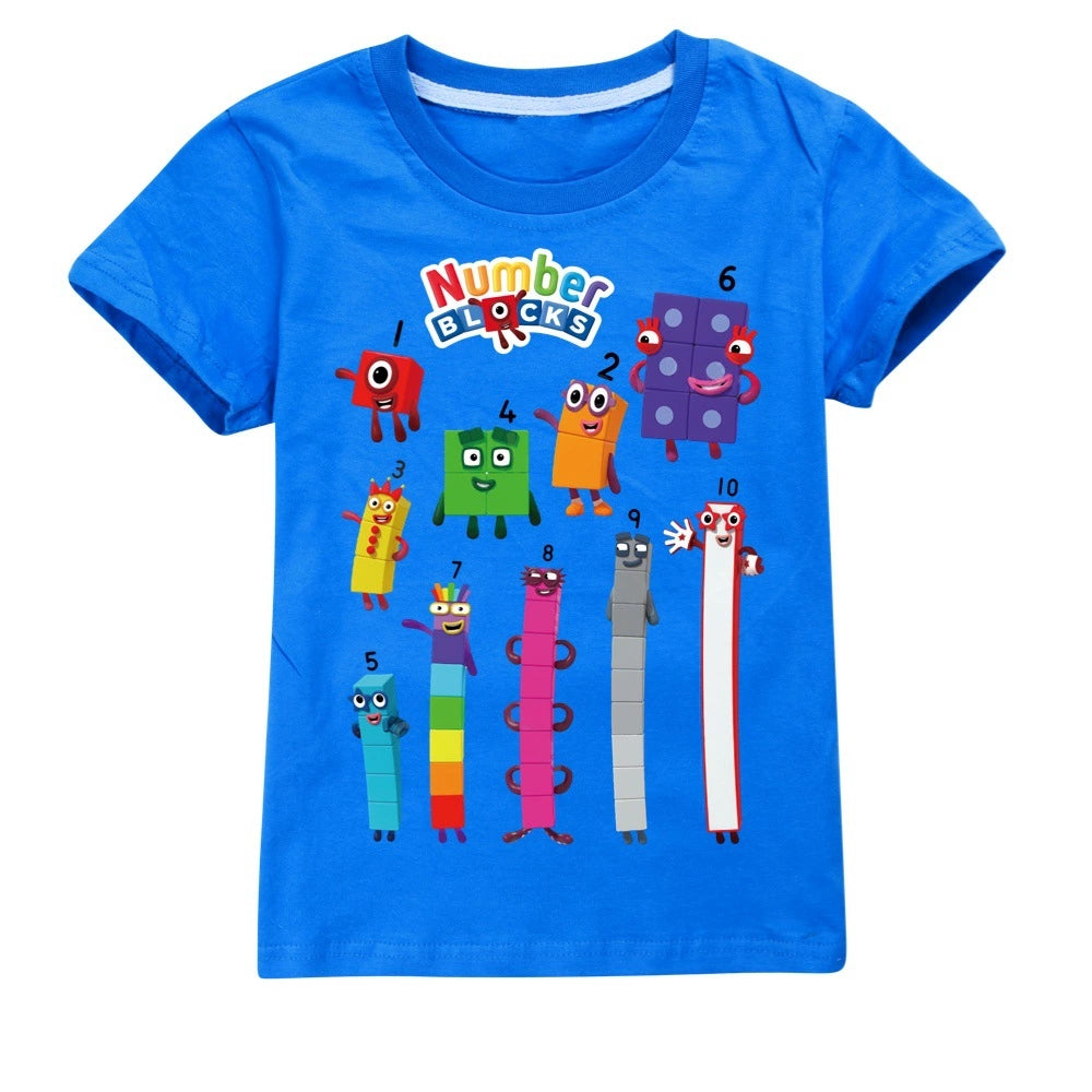 Numberblocks Casual Sweatshirt Spring Autumn Short Sleeve T-Shirts for Kids