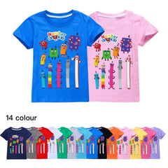 Numberblocks Casual Sweatshirt Spring Autumn Short Sleeve T-Shirts for Kids
