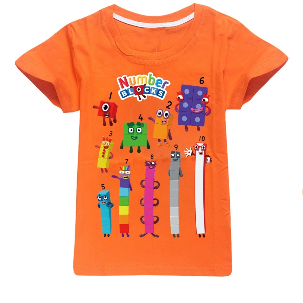 Numberblocks Casual Sweatshirt Spring Autumn Short Sleeve T-Shirts for Kids