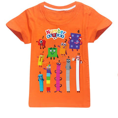 Numberblocks Casual Sweatshirt Spring Autumn Short Sleeve T-Shirts for Kids