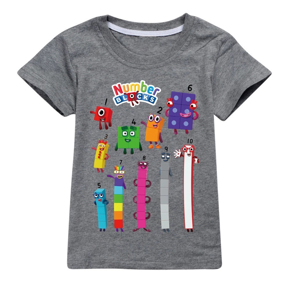 Numberblocks Casual Sweatshirt Spring Autumn Short Sleeve T-Shirts for Kids