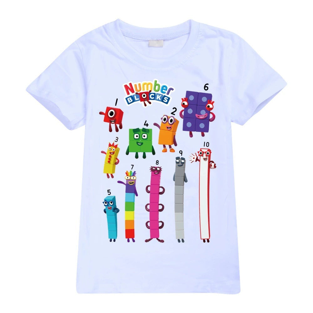 Numberblocks Casual Sweatshirt Spring Autumn Short Sleeve T-Shirts for Kids