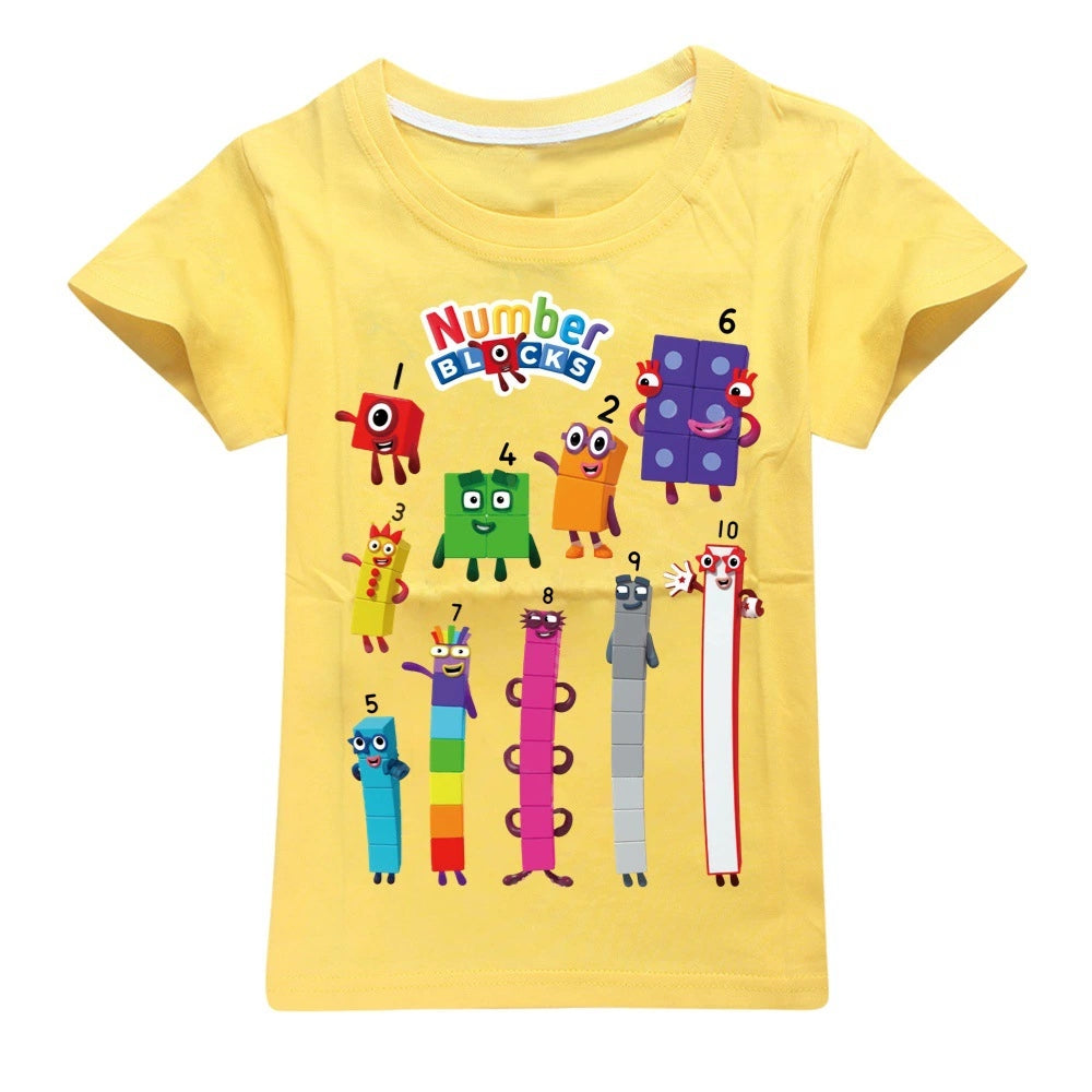 Numberblocks Casual Sweatshirt Spring Autumn Short Sleeve T-Shirts for Kids