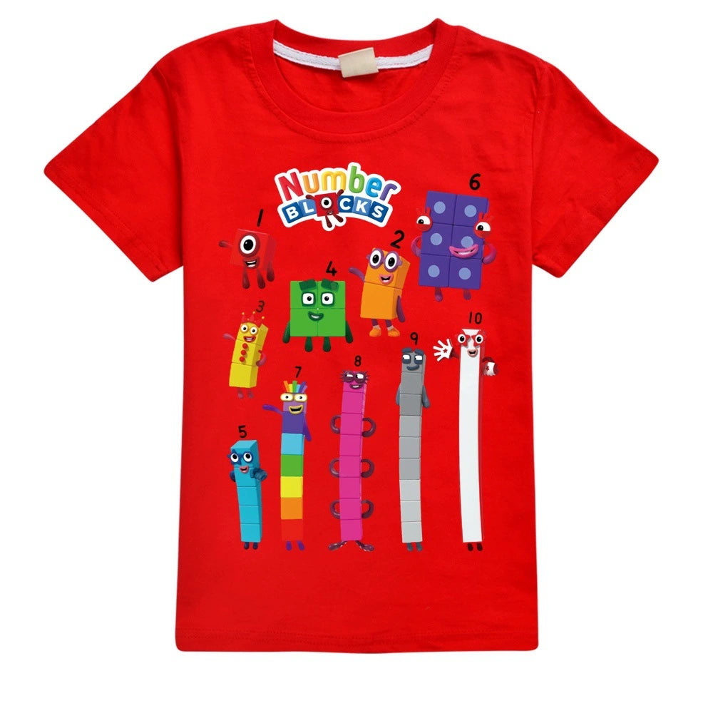 Numberblocks Casual Sweatshirt Spring Autumn Short Sleeve T-Shirts for Kids
