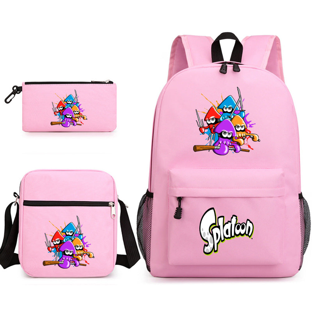 Splatoon Printed Schoolbag Backpack Shoulder Bag Pencil Bag 3pcs set for Kids Students