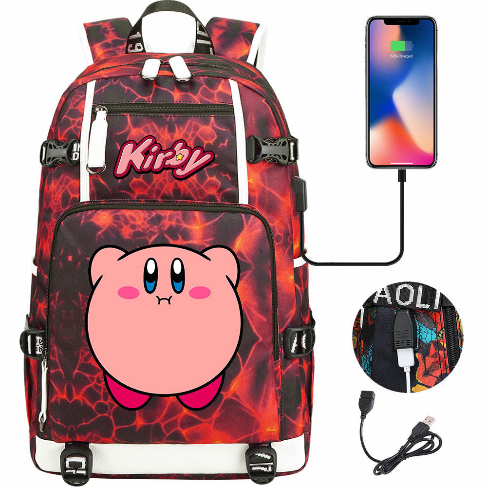 Kirby USB Charging Backpack School Notebook Travel Bags