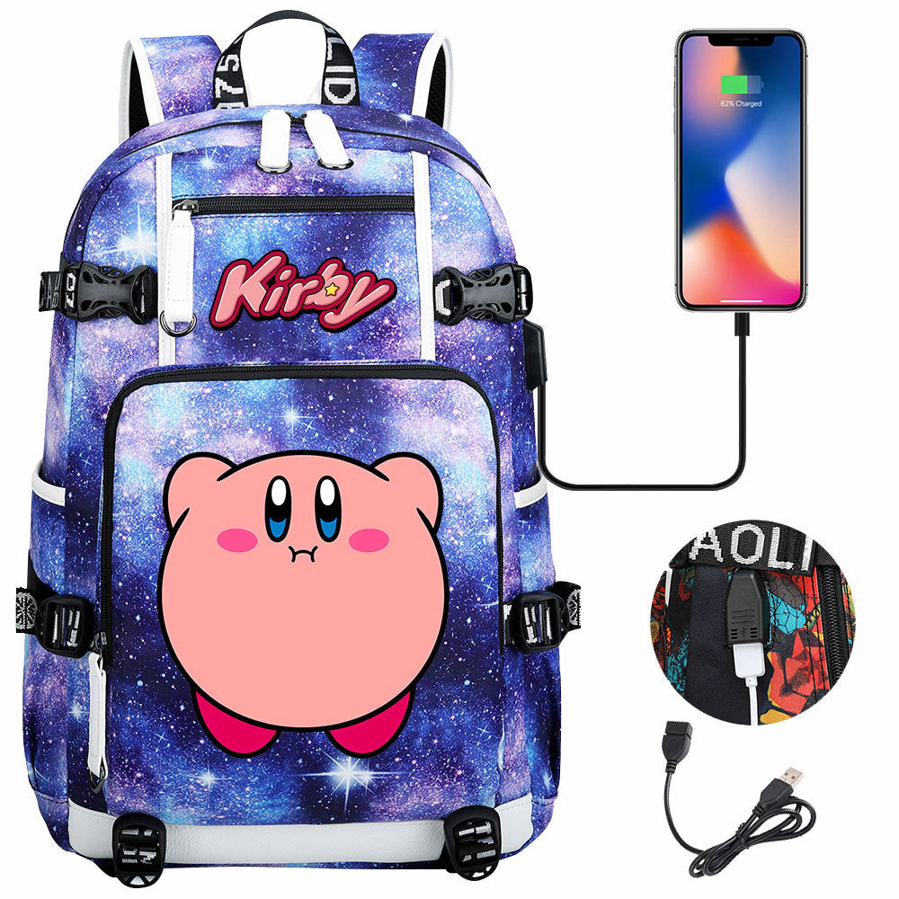 Kirby USB Charging Backpack School Notebook Travel Bags