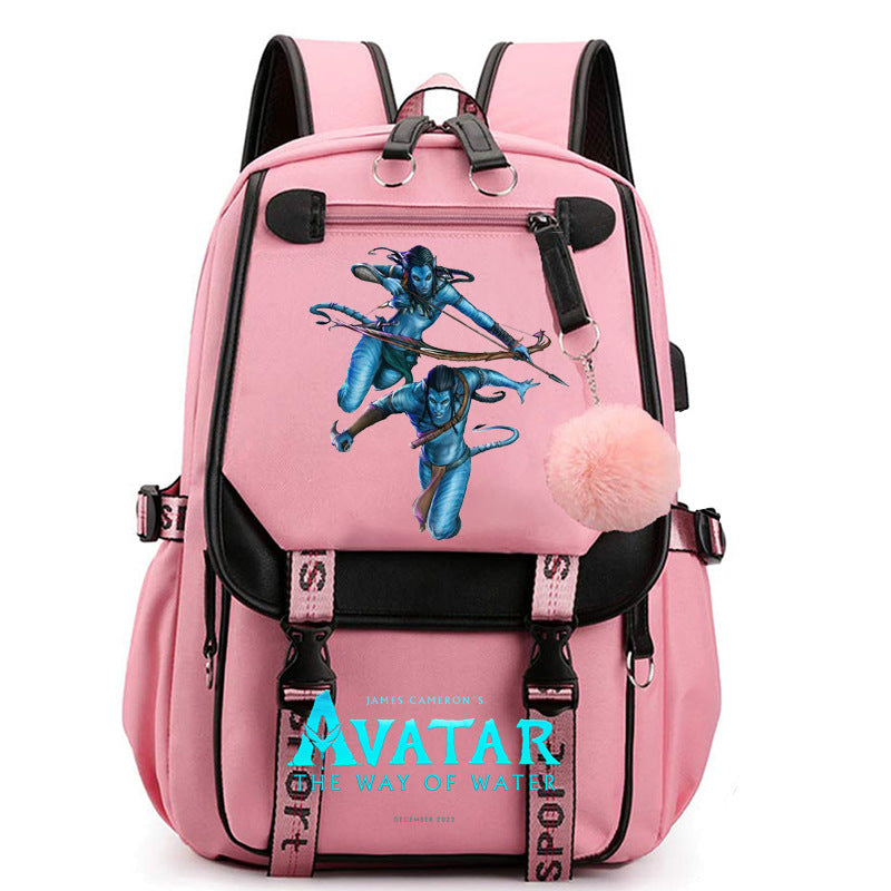 Avatar The Way of Water Waterproof Backpack School Notebook Travel Bags USB Charging