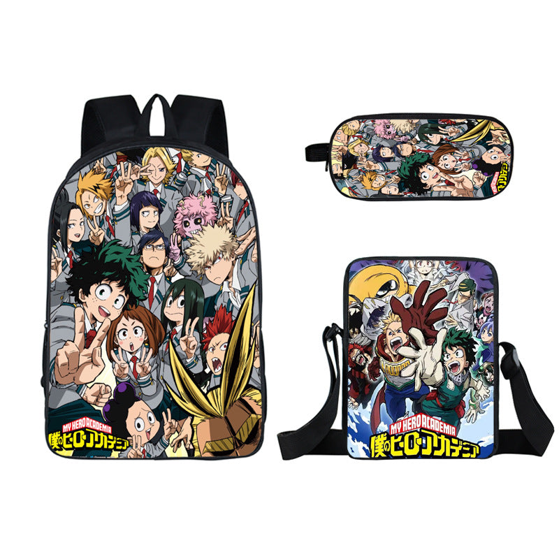 My Hero Academia Full Printed Backpack Schoolbag Travel Notebook Bag Lunch Bag Pencil Bag for Kids Students 3PCS