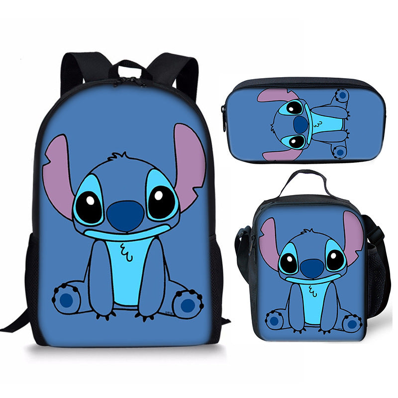 Lilo Stitch Full Printed Backpack Schoolbag Travel Notebook Bag Lunch Bag Pencil Bag for Kids Students 3PCS