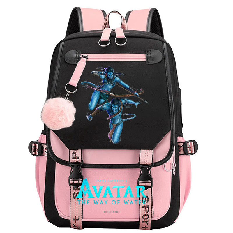 Avatar The Way of Water Waterproof Backpack School Notebook Travel Bags USB Charging