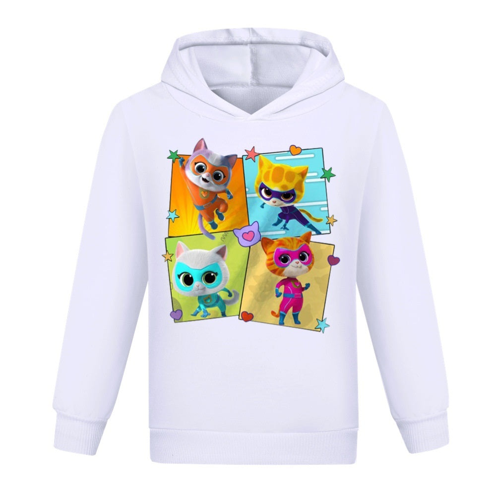 Super Kitties Casual Sweatshirt Spring Autumn Hoodie for Kids