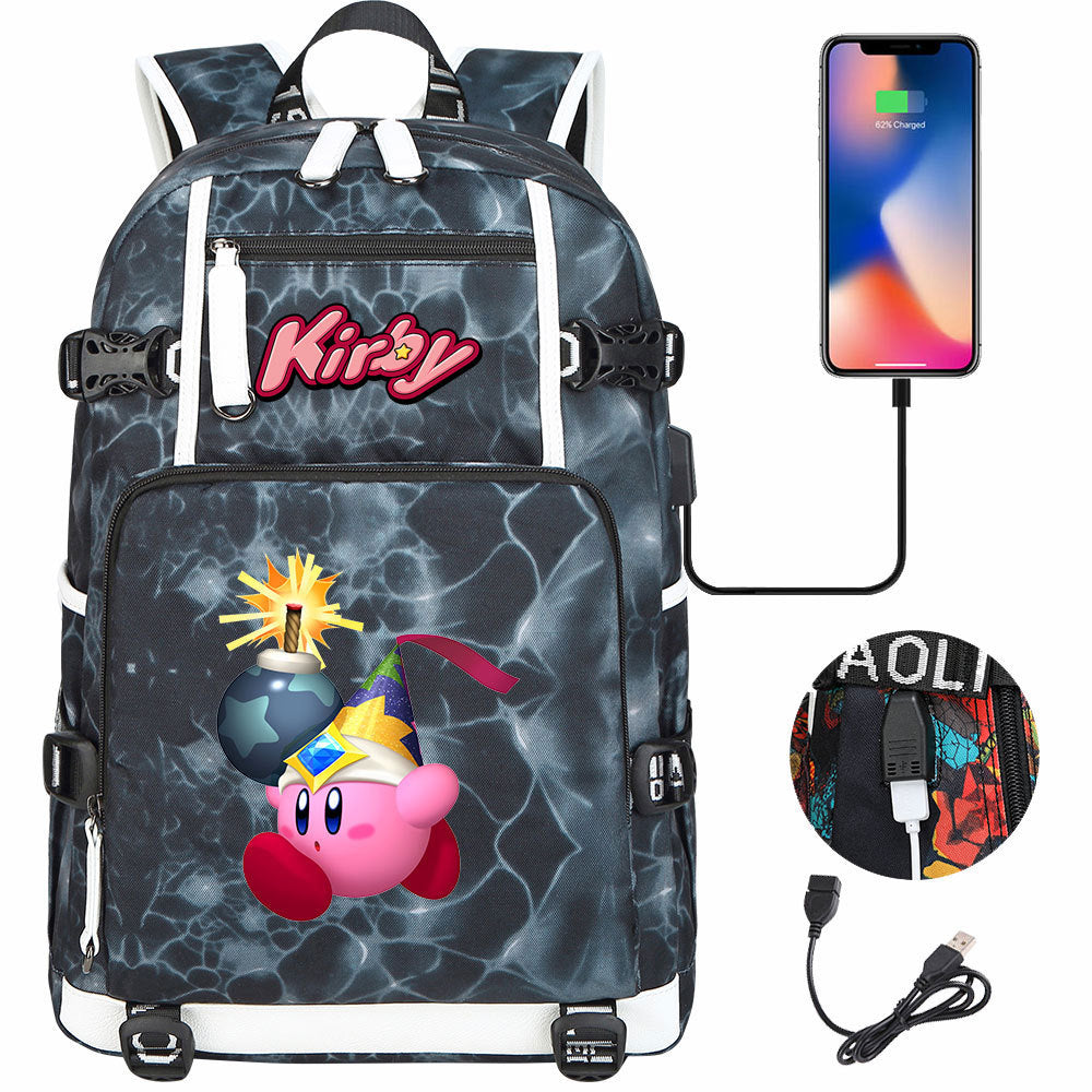 Kirby USB Charging Backpack School Notebook Travel Bags