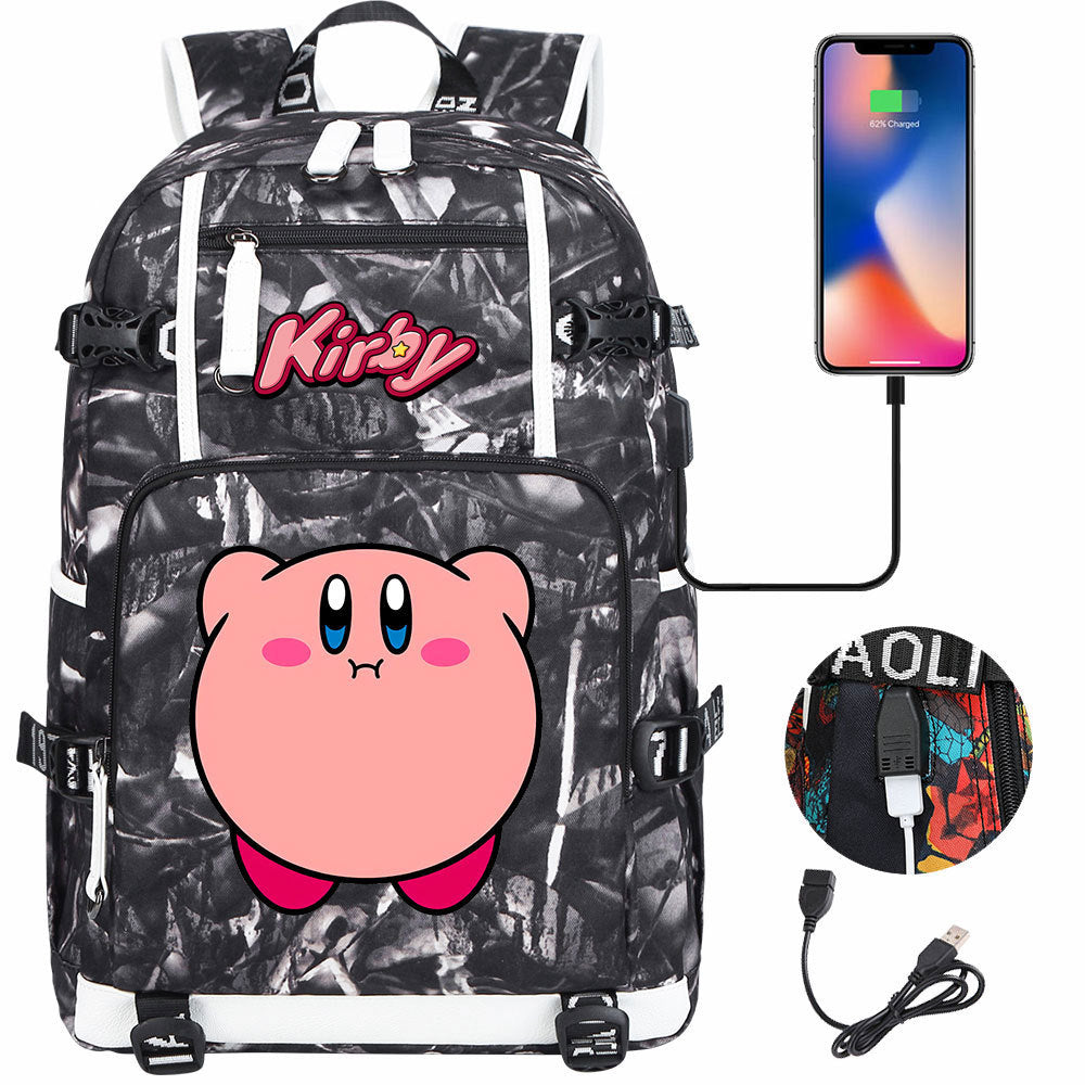 Kirby USB Charging Backpack School Notebook Travel Bags