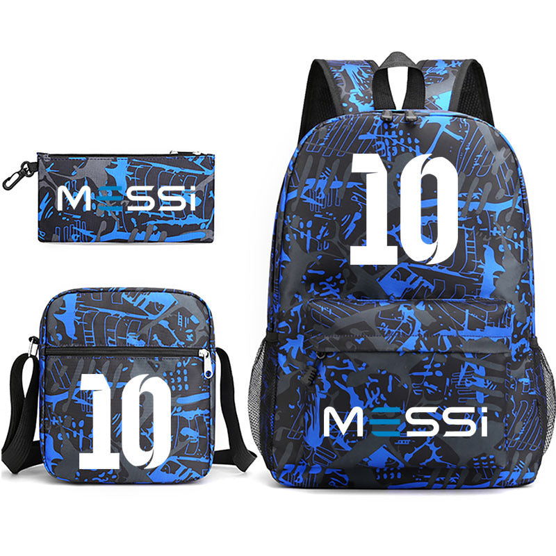 Lionel Football Player Schoolbag Backpack Shoulder Bag Pencil Case set for Kids Students