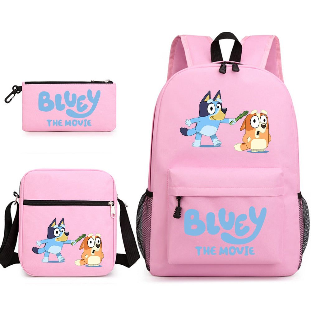 Blue Heeler Bingo Printed Schoolbag Backpack Shoulder Bag Pencil Bag 3pcs set for Kids Students