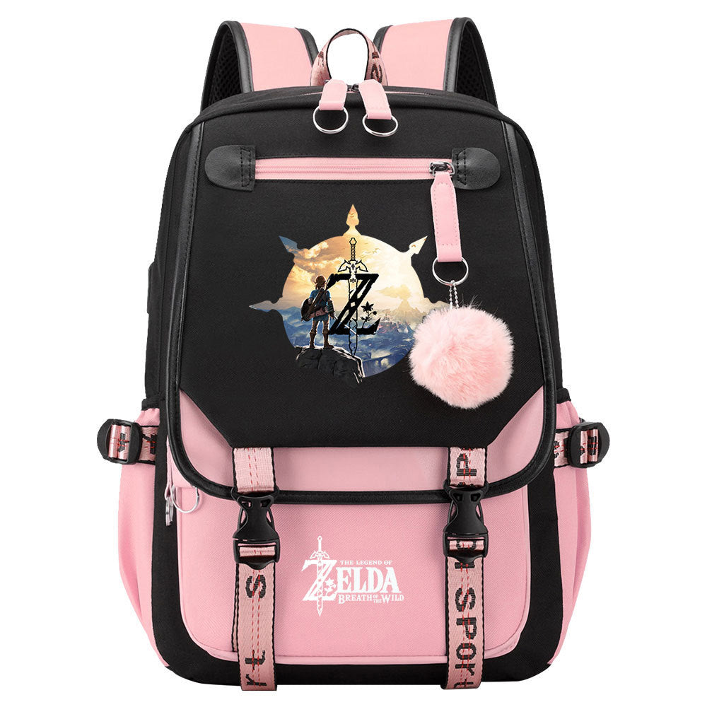 The Legend of Zelda Tears of the Kingdom  Waterproof Backpack School Notebook Travel Bags USB Charging