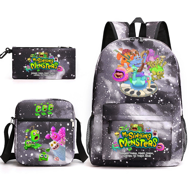 My Sing Monsters Printed Schoolbag Backpack Shoulder Bag Pencil Bag 3pcs set for Kids Students