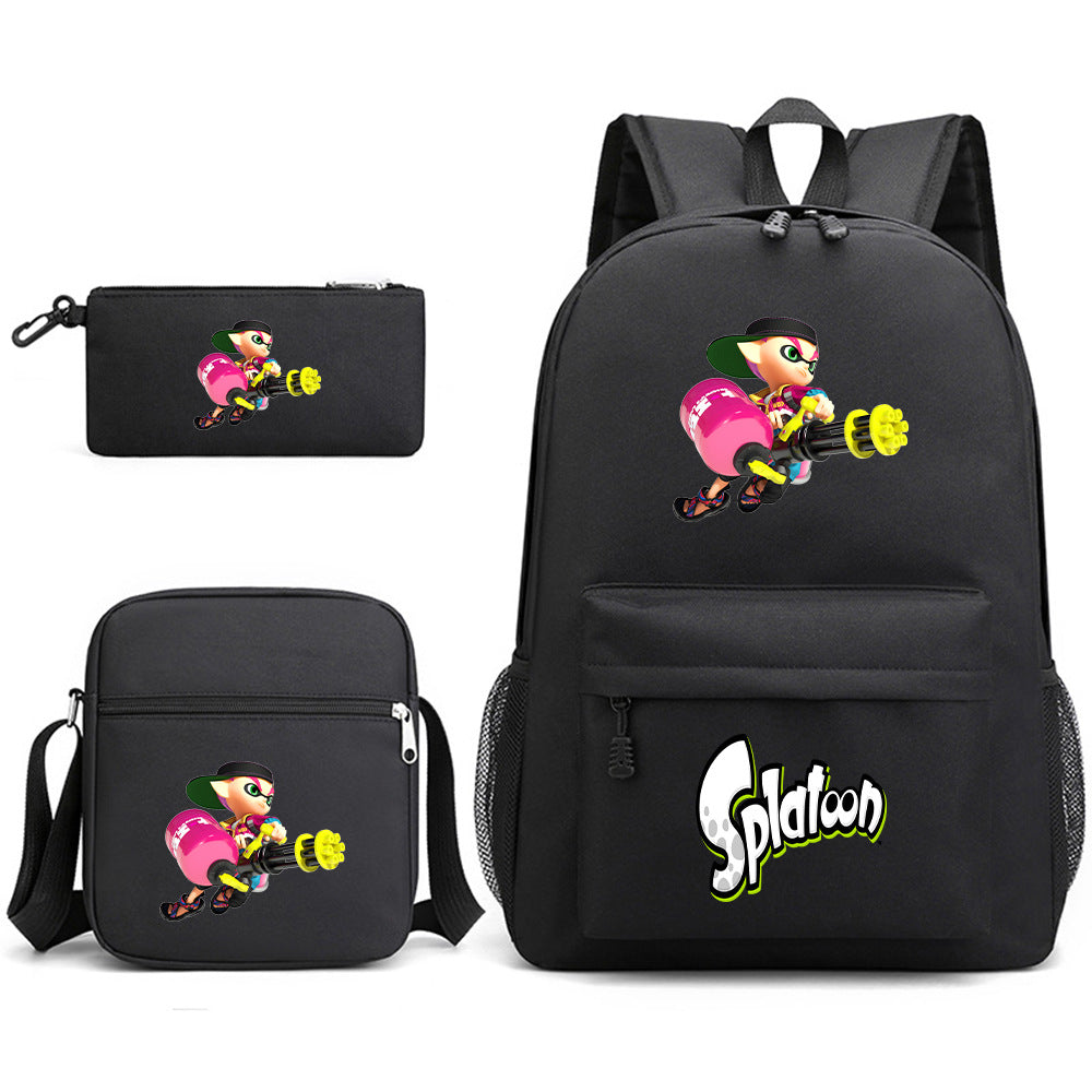 Splatoon Printed Schoolbag Backpack Shoulder Bag Pencil Bag 3pcs set for Kids Students