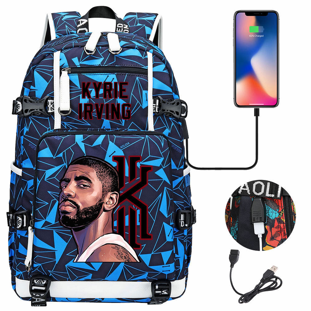 Boston Basketball Irving Celtics USB Charging Backpack School Notebook Travel Bags