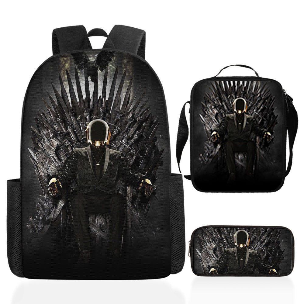 Game of Thrones Full Printed Backpack Schoolbag Travel Notebook Bag Lunch Bag Pencil Bag for Kids Students 3PCS